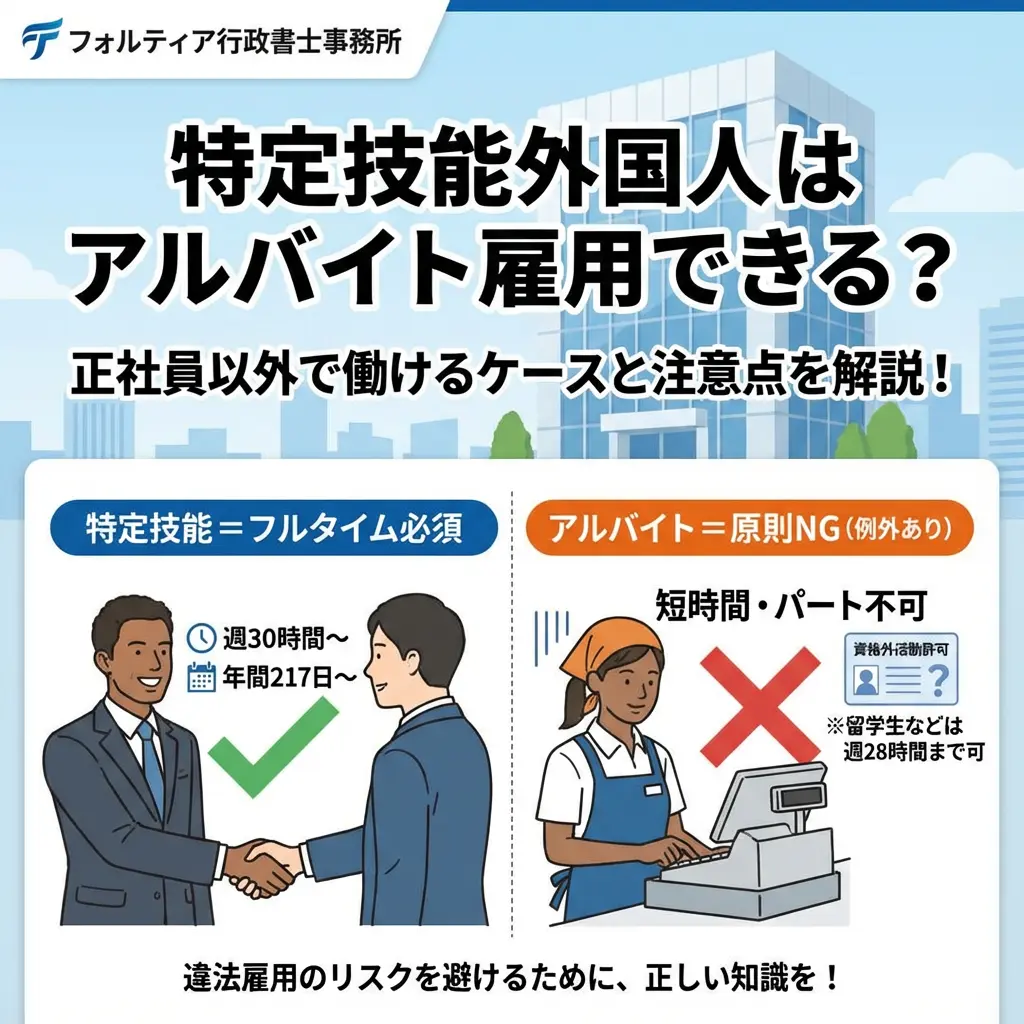 特定技能外国人をアルバイトとして雇用できる？正社員以外で働けるケースを解説